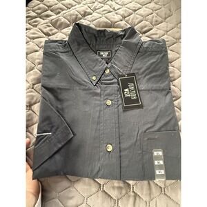 Junction West Shirt Mens XL Gray Solid Poplin Button Down Short Sleeve Casual